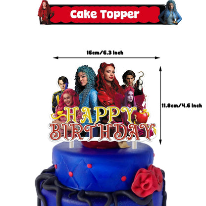 Descendant Birthday Party Decorations Includes Banner, Cake Topper, Hanging Swirl and Balloon Perfect for Rise Red Party Favors Good Vibrations
