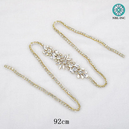(1PC) Silver Rhinestone crystal iron on applique belt iron on wedding beaded bridal trim for wedding dresses clothing WDD0209 Good Vibrations