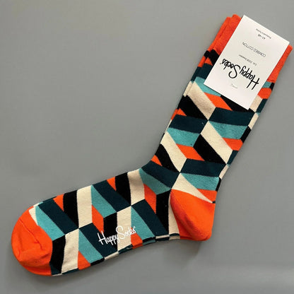 Cotton Happy Socks Men's Classic Crew Sock Shoe Size 10 - 13 Soft Good Vibrations