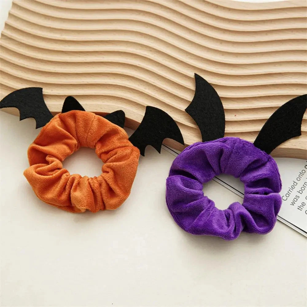 Halloween Festival Hair Accessories Cloth Christmas Elastic Hair Bands Ponytail Holder Women Hair Rope Flannel Scrunchies Good Vibrations