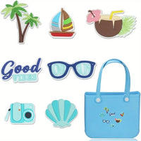 7Pcs DIY Charms for Bogg Bag Accessories Waterproof Beach Bag Accessories Charms for Bogg Bag/Beach Bag Good Vibrations