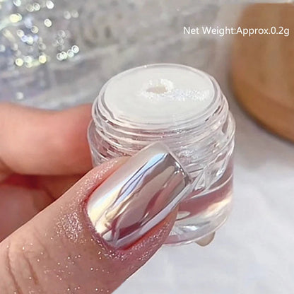 NICOLE DIARY Moonlight Mirror Nail Powder Aurora Silver Glitter Metallic Effect UV Gel Polish Pigment Chrome DIY Nail Decoration Good Vibrations