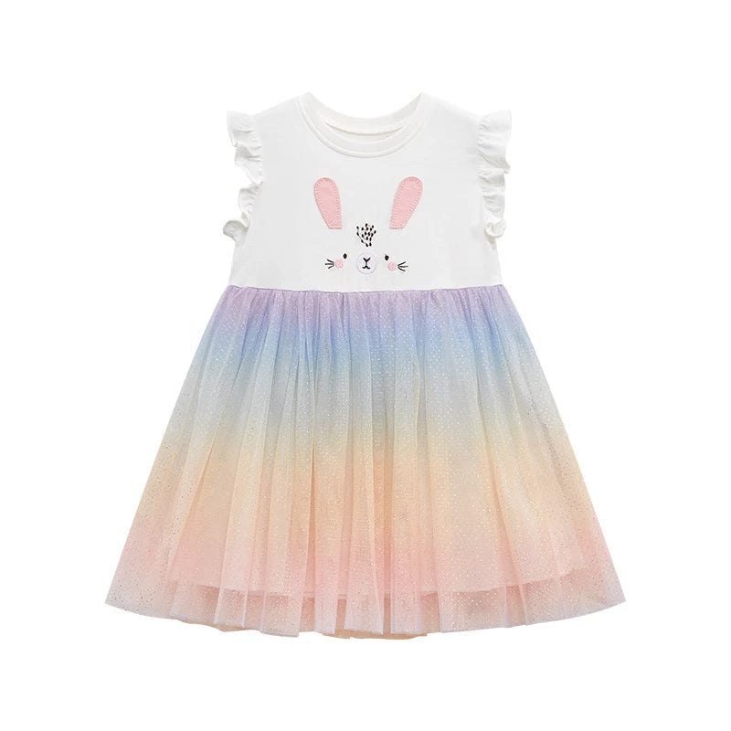 Little maven Baby Girls Summer Casual Clothes Little Genius Pretty Cartoon Dress Kids Soft and Comfort Wear Children's Clothing Good Vibrations