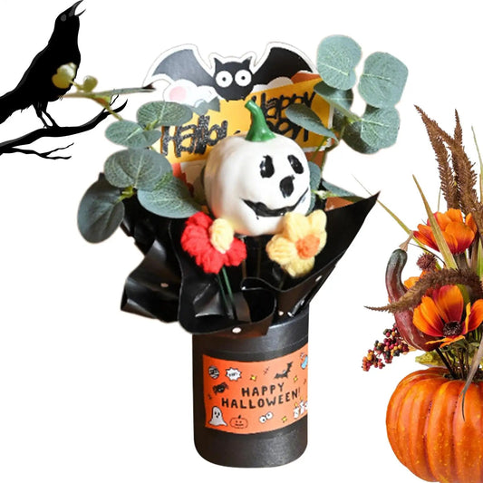 Halloween Pumpkin Bouquet Creative Pumpkin Head Decorative Bouquet Resin Ghost Pumpkin Flower Artificial Pumpkin Flowers Good Vibrations