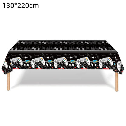 Video Game Party Supplies Set Birthday Decorations Happy Birthday Gaming Backdrop Game On Table Covers Gamer Banner Balloons Good Vibrations