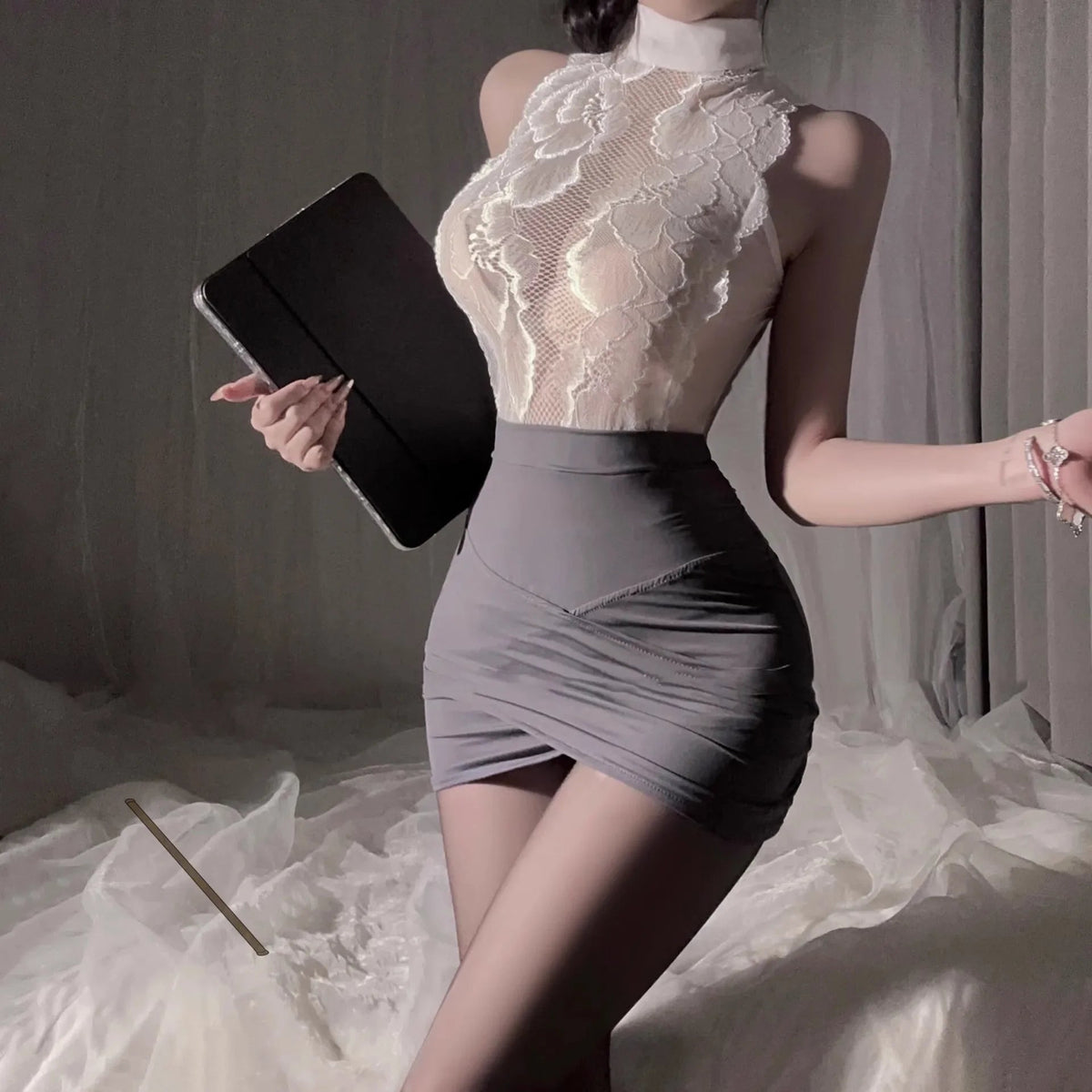 Ladies sexy lingerie; stewardess outfit; secretary lace outfit; uniform set; professional outfit; role-playing. Good Vibrations