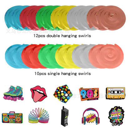 80s 90s Party Decorations Retro 1980s 1990s Hip Hop Party Hanging Swirls Ceiling Decor for Adults Back to The 80s 90sParty Good Vibrations