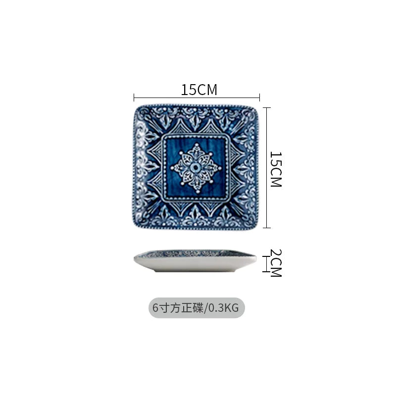 Creative Household Dinner Plate European Ceramic Steak Dinner Plate Light Luxury Relief Tableware Small Dish Kitchen Utensils Good Vibrations