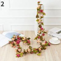 250CM Rose Artificial Flowers Christmas Garland for Wedding Home Room Decoration Spring Autumn Garden Arch DIY Fake Plant Vine Good Vibrations