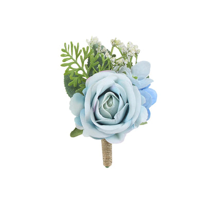 Boutonnieres Flowers Artificial Roses Silk White Ivory Corsage Buttonhole Groomsmen Boutonniere for Men Wedding Accessories Good Vibrations