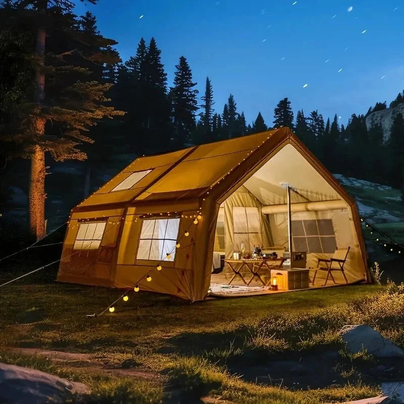 Inflatable Camping Tent, 15.5x11.7 ft, Mosquito Net, 4-Season Waterproof, Sunproof, Includes Pump, Family Outdoor Tent Good Vibrations