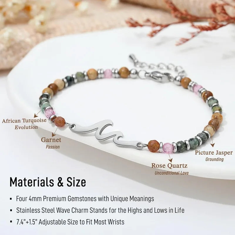 Friend Gifts for Women, Sister Gift, Friendship Bracelets, Wave Bestie Best Friend Birthday Christmas Stocking Stuffers Bracelet Good Vibrations
