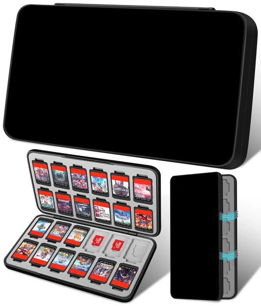 Switch Game Holder Case with 24 Cartridge Slots and 24 Micro SD Card Storage Portable Game Organizer Travel Switch Accessories Good Vibrations