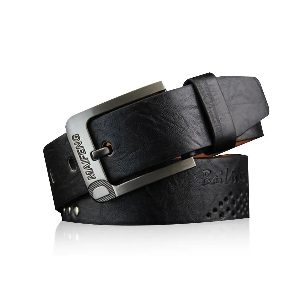 Simple Leather Men's Belt Luxury High Quality Classic Buckle Business Cowboy Vintage Waistband Alloy Belts Good Vibrations