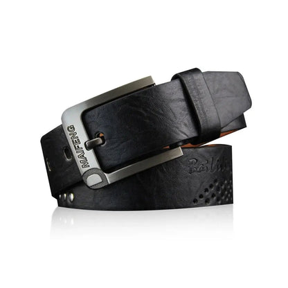 Simple Leather Men's Belt Luxury High Quality Classic Buckle Business Cowboy Vintage Waistband Alloy Belts Good Vibrations