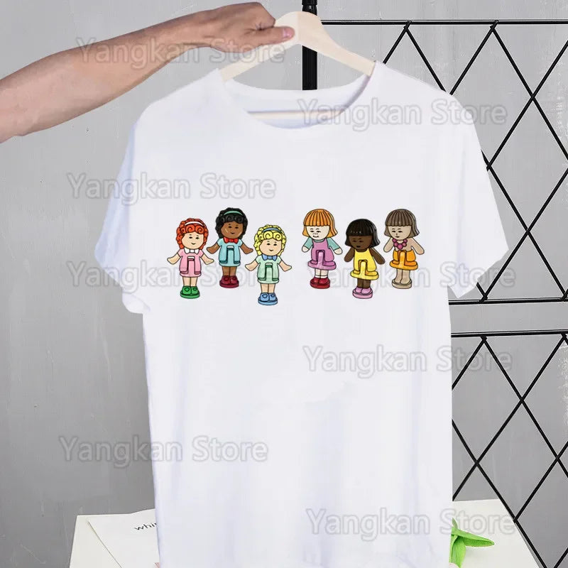 Polly Pocket Print T-Shirt Casual Crew Neck Short Sleeve T-Shirt Women's Clothing Good Vibrations