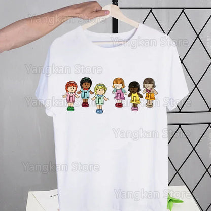 Polly Pocket Print T-Shirt Casual Crew Neck Short Sleeve T-Shirt Women's Clothing Good Vibrations