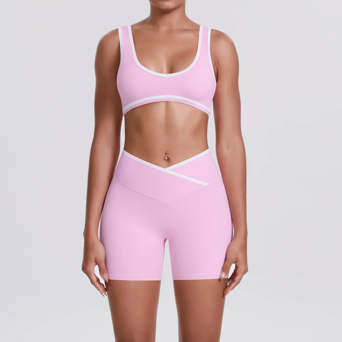 Women Two Piece Gym Workout Set Female Bra Yoga Sets 2ps Shorts Fitness Wear Women Quick-Dry Camisole Sports Bra Suits Good Vibrations