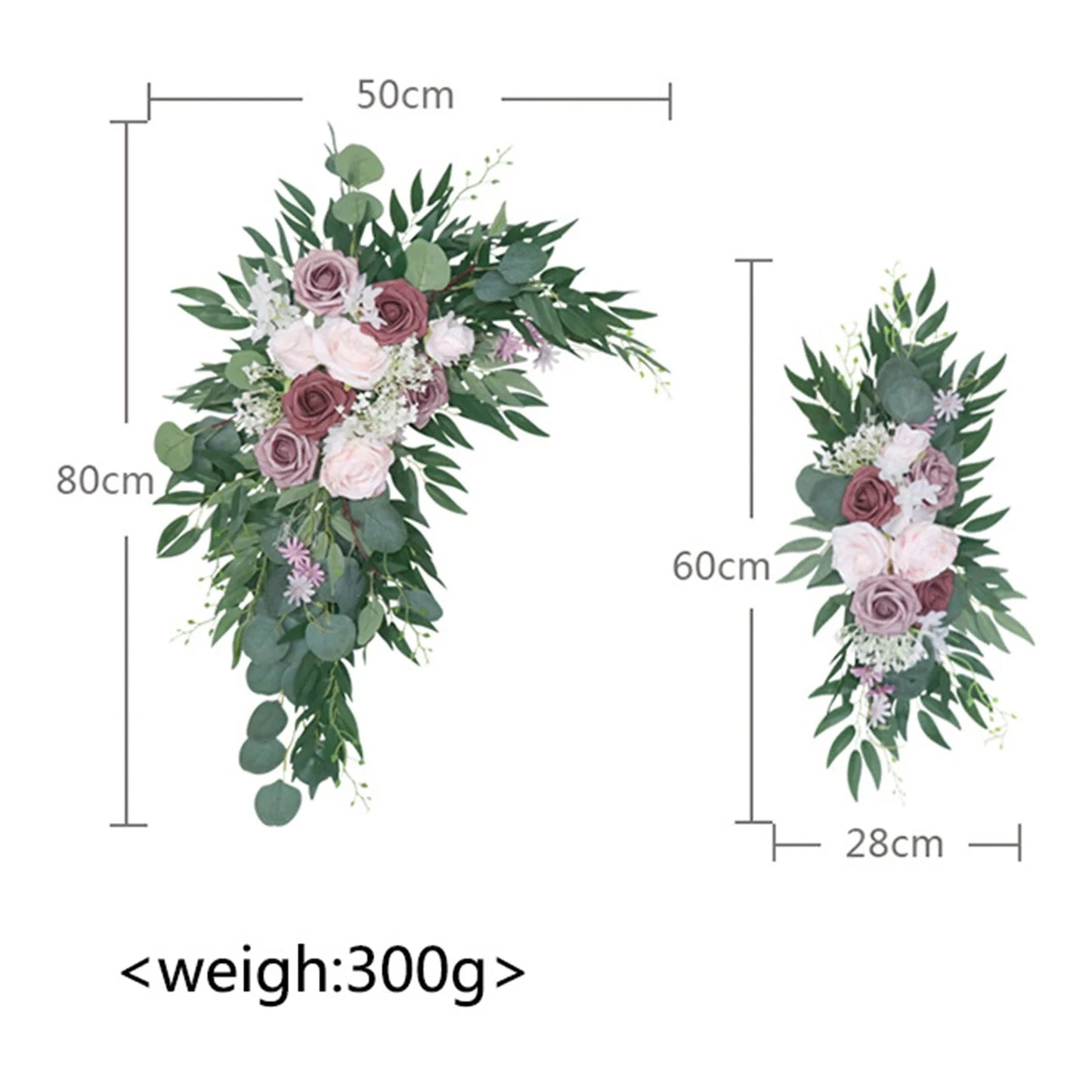 Large 2Pcs Artificial Flower Swag Floral Swag Garland Wedding Arch Flowers Kit for Sign Rustic Artificial Floral Swag Arch Decor Good Vibrations