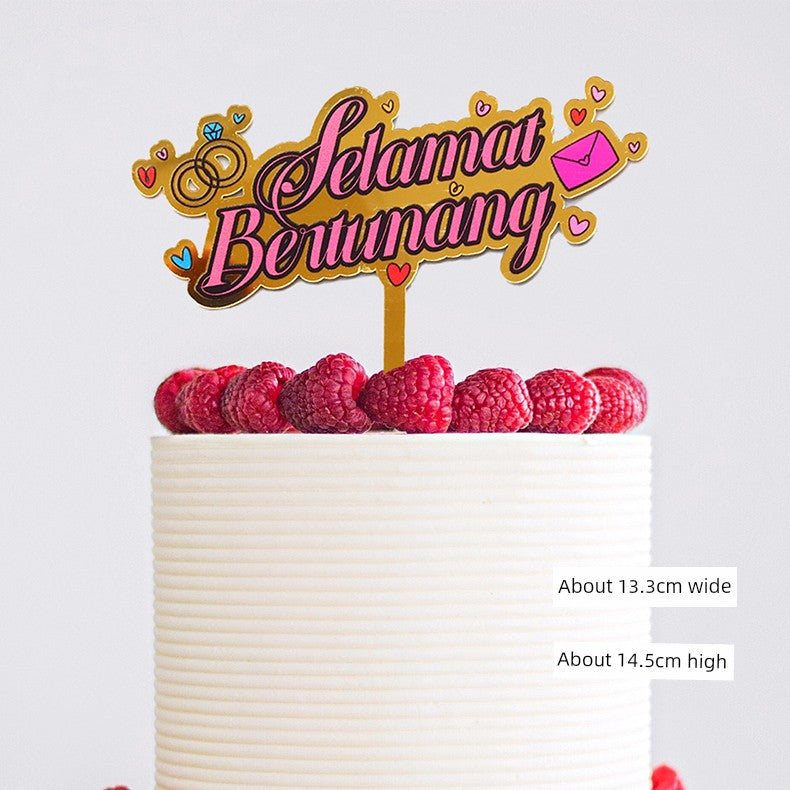 Cross-Border Malay Acrylic Cake Insertion Selamat Pengantin Baru the Wedding Party Decoration Good Vibrations