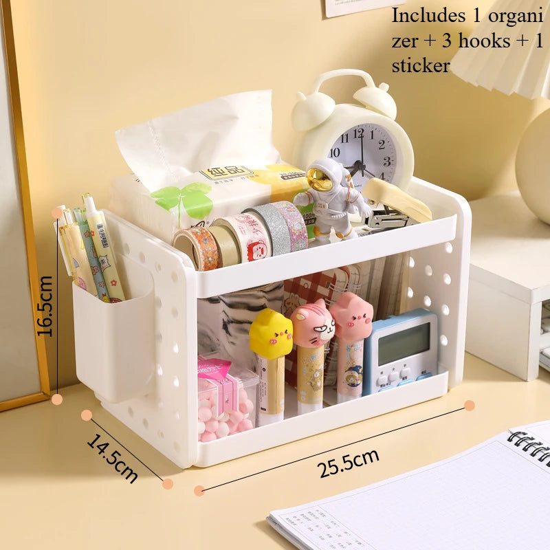 Multi-functional 3-tier Desktop Organizer, Desktop Shelf, Hole Board, Pen Holder Office Desk Organizer, Desk Desk Organizer Good Vibrations