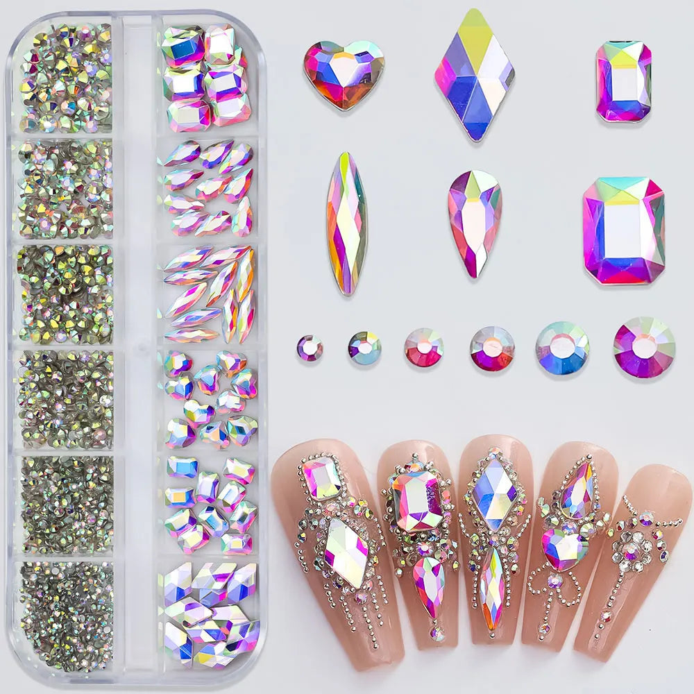 12grids Half Round Pearls Beads 3D Nail Charms 1.5/2/2.5/3/4/5mm White Flatback Pearls Nail Jewelry Nail Craft Pearl Rhinestones Good Vibrations