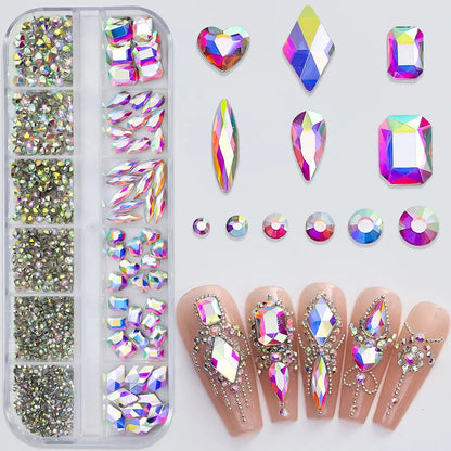 12grids Half Round Pearls Beads 3D Nail Charms 1.5/2/2.5/3/4/5mm White Flatback Pearls Nail Jewelry Nail Craft Pearl Rhinestones Good Vibrations