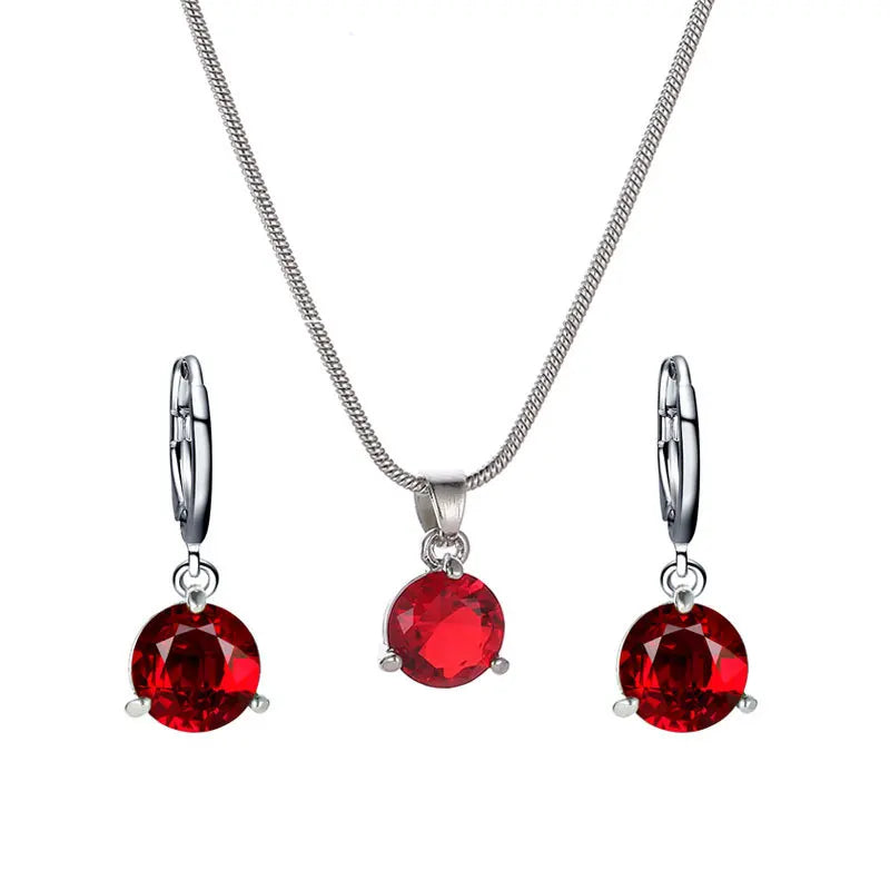 Chic Melody Pendant Necklace & Earrings Set - Glittering Zircon Crystal Jewelry for Women Good Vibrations