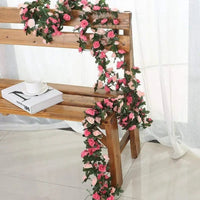 250CM Rose Artificial Flowers Christmas Garland for Wedding Home Room Decoration Spring Autumn Garden Arch DIY Fake Plant Vine Good Vibrations