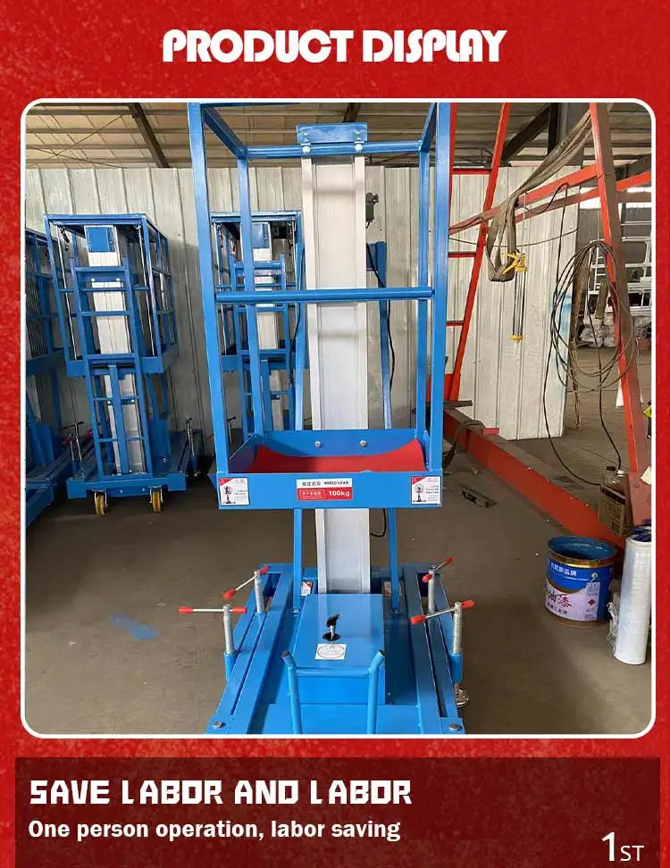 Portable residential single lift, lifting height 6m - 10m, aluminum alloy mast lifting work platform, suitable for home use Good Vibrations