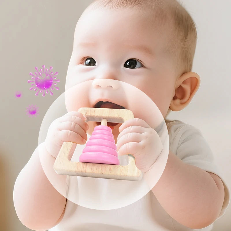 Montessori Wooden Toys Colorful Baby Rattle Set Safe Food Grade Wood Rattle Soother Bracelet Set Toddler Toy Bell Gift Good Vibrations