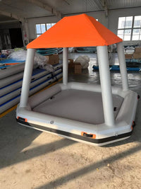 Water Park Inflatable House Boat Outdoor Floating Boat Camping Raft Tent Swimming Pool Dock for Lakes Good Vibrations