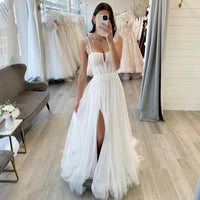 Simple Wedding Dresses For Women 2025 Sweetheart Boho Long Wedding Gowns Side Split Tulle Elegant Bride Dress vestidos de noviaS Good Vibrations
