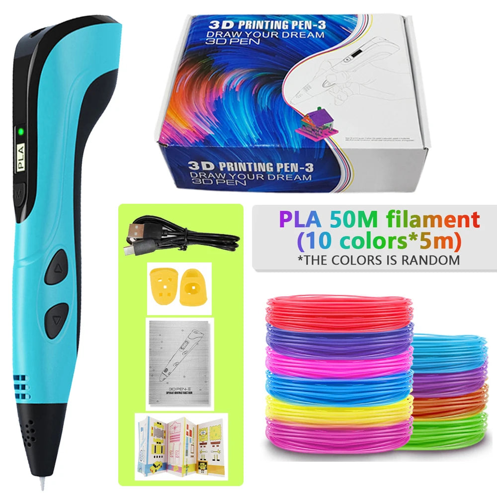 3d Pen for kids Creatived Toy DIY 3D Printing Pen Type-C Rechargeable 3D Pens Set with 200M PLA Filament for Children Gift Good Vibrations