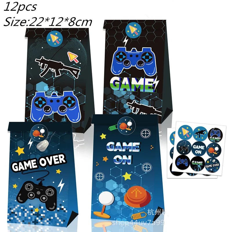 Video Game Party Supplies Set Birthday Decorations Happy Birthday Gaming Backdrop Game On Table Covers Gamer Banner Balloons Good Vibrations