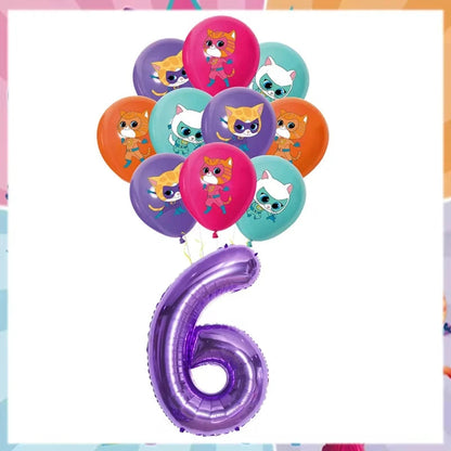 Cartoon Superkitties Birthday Party Decorations Balloons Disposable Tableware Set Paper Plates Banner for Baby Shower Kids Gifts Good Vibrations