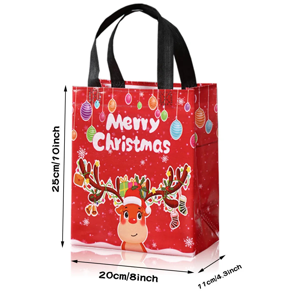 Christmas Gift Bags Non-Woven Christmas Bags Christmas Decorations for Home 2024 Navidad Natal Gifts New Year 2025 Packing Bag Good Vibrations