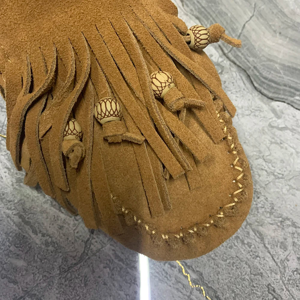 Women Flat Shoes Plus Size Casual Female Mullers Leather Women Loafers Fashion Tassels Designer Women Shoes Good Vibrations