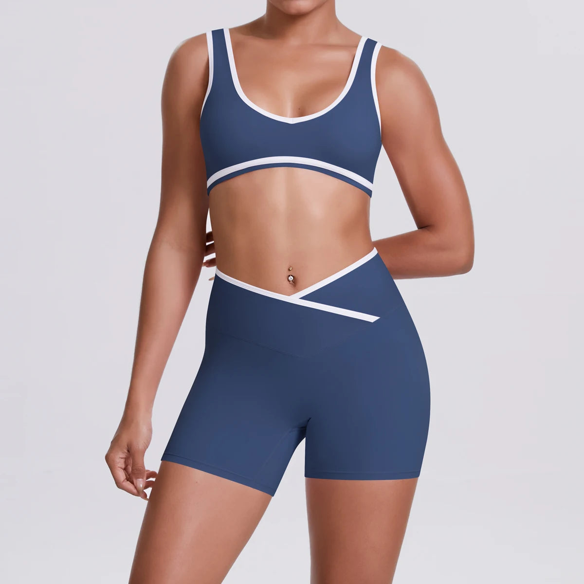 Women Two Piece Gym Workout Set Female Bra Yoga Sets 2ps Shorts Fitness Wear Women Quick-Dry Camisole Sports Bra Suits Good Vibrations