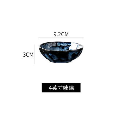 Creative Kiln-Change Bowl and Plate Tableware Home Retro Ceramic Tableware Hotel Dish Plate Rice Bowl Set Home Fish Plate Good Vibrations