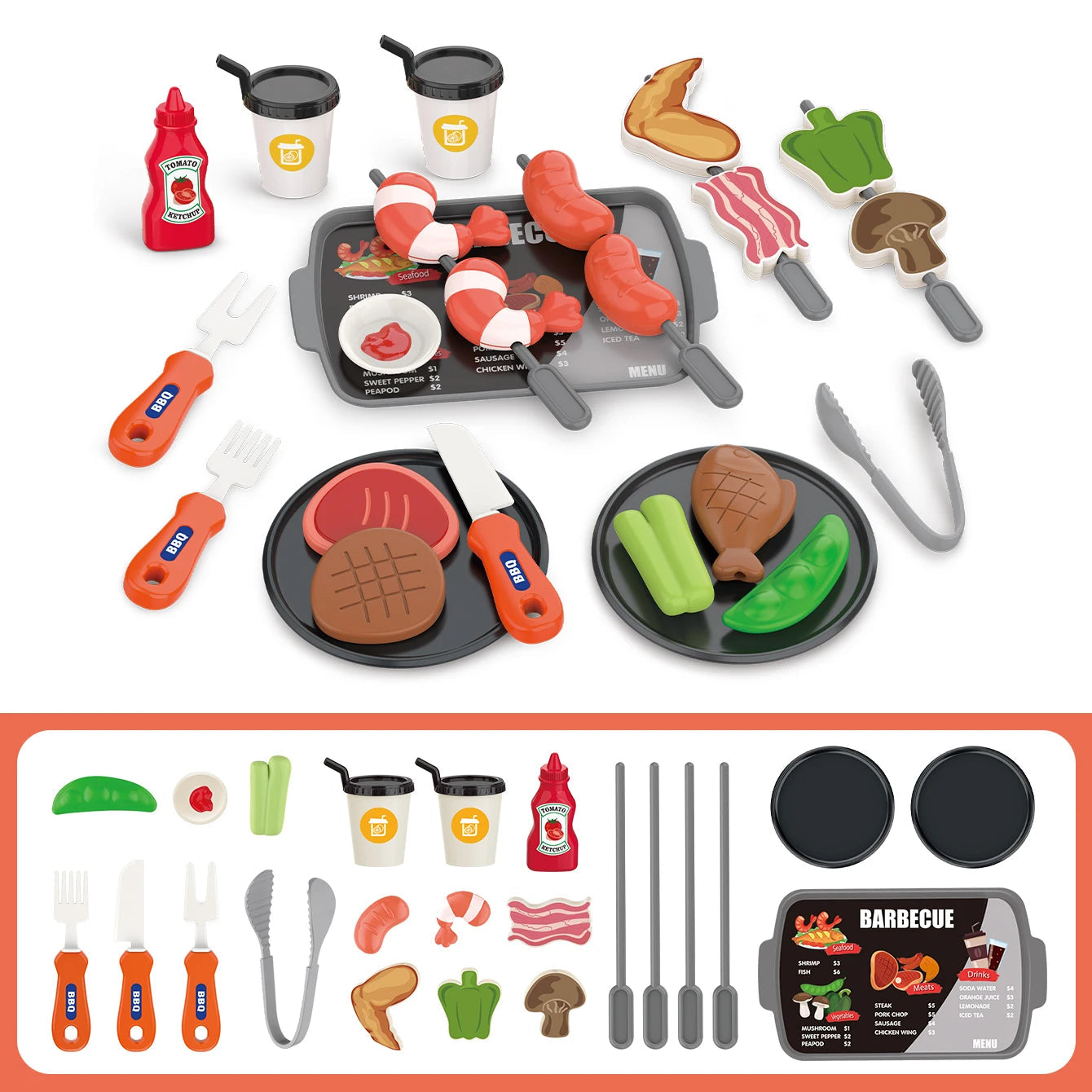 Children's toys: Pretend play, barbecue, fast food, pizza, sushi, afternoon tea, desserts, kitchen food, toy sets Good Vibrations