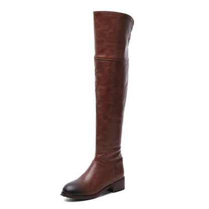 REAVE CAT Women leather boots Over The Knee Boots heels long boots black Lady shoes high quality Good Vibrations