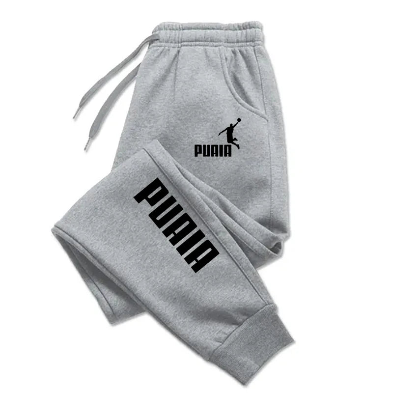 PUAIA Print Men's Pants Autumn/Winter New Sport Jogging Trousers Fitness Loose Fit Clothing Solid Color Outfit Streetwear Pants Good Vibrations