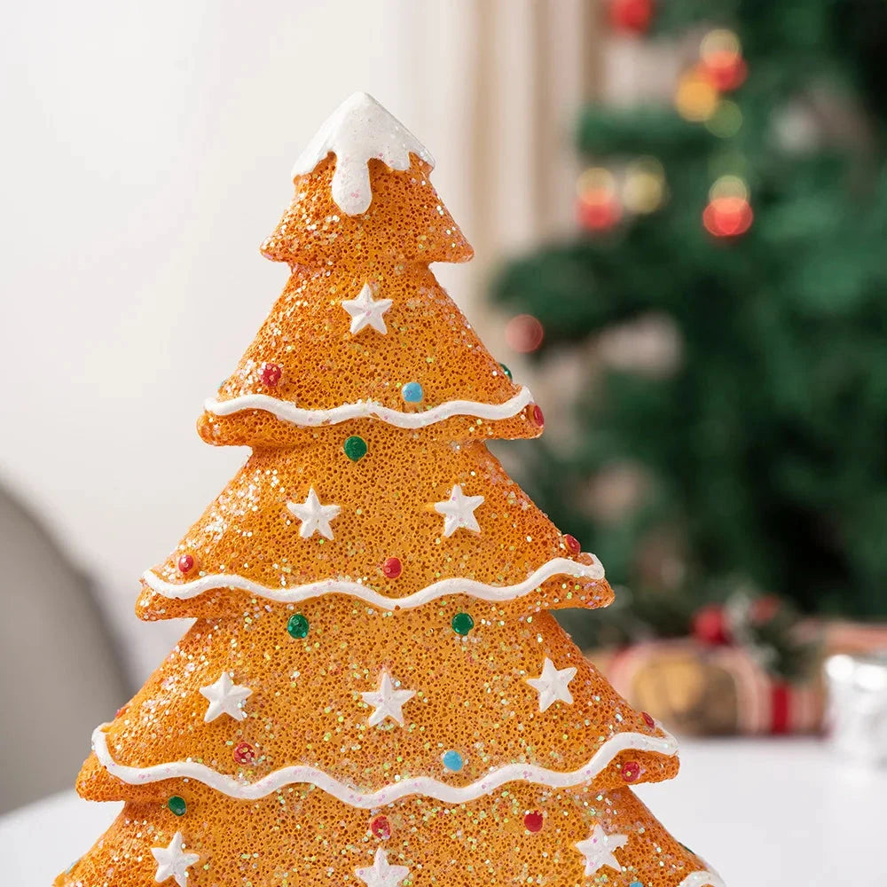 Festive Resin Gingerbread Christmas Tree Figurine, Holiday Tabletop Centerpiece Decor for Home Christmas Atmosphere Good Vibrations