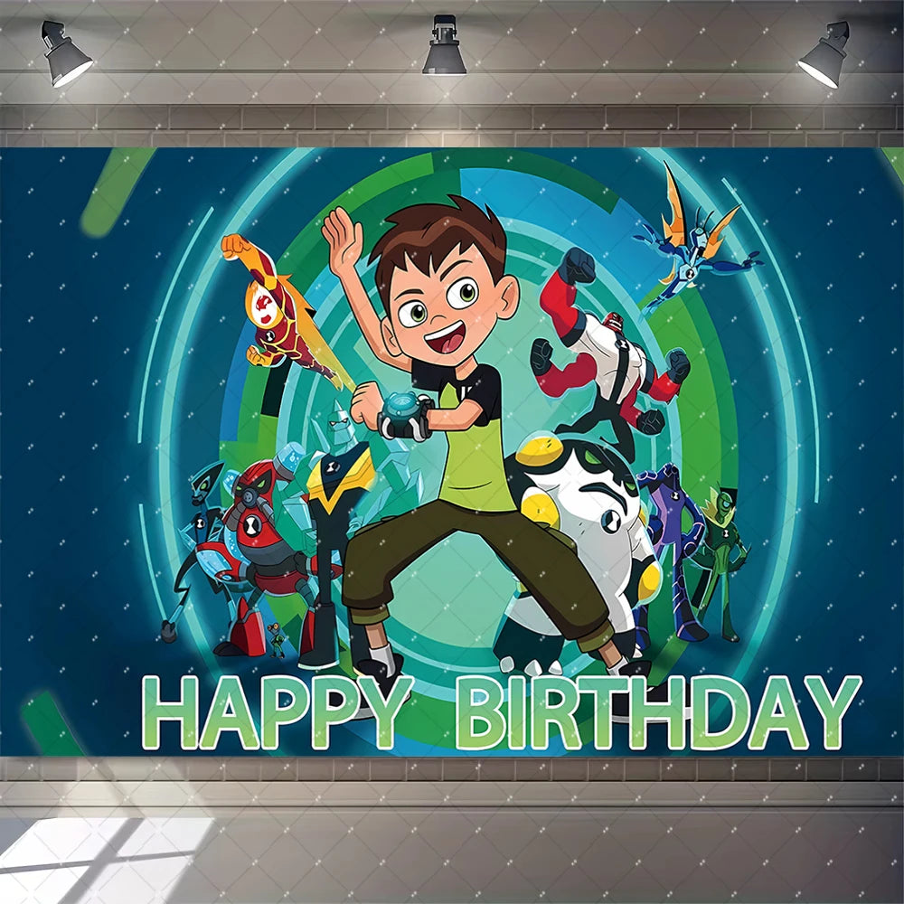 Cartoon Ben-10 Birthday Party Decoration Balloons Favor Set Banner Cake Toppers Baby Shower Boys Gift Party Supplies Photo Prop Good Vibrations