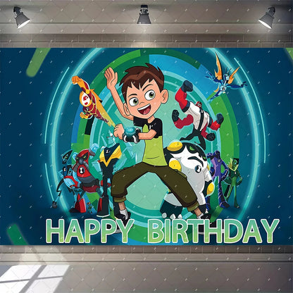 Cartoon Ben-10 Birthday Party Decoration Balloons Favor Set Banner Cake Toppers Baby Shower Boys Gift Party Supplies Photo Prop Good Vibrations
