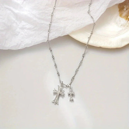 1pc Luxury Geometric Elegant Cross Necklace For Women Men Wedding Engagement Party Jewelry Accessories Good Vibrations