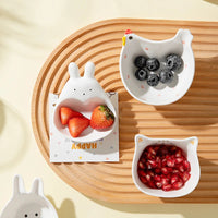 Ceramic Dipping Plate With Handle Sauce Plate Cartoon Rabbit Cat Seasoning Plate Sushi Dipping Bowl Snack Plate Kitchen Supplies Good Vibrations