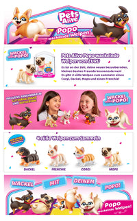 Zuru Pets Alive 2Pcs Interactive Mini Dog Toy Set with Glitter Mini pet accessories Three-dimensional corgi decorative toys Good Vibrations