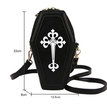 Women Fashion Shoulder Bag Large Capacity Coffin Shaped Casual Satchel Bag Adjustable Strap Spider Web PU Leather Chic Hobo Bag Good Vibrations